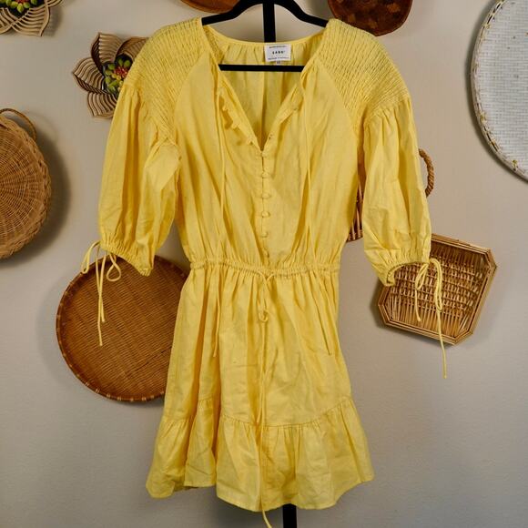 sabo anouk Drawstring Waist Mini Dress Yellow Womens Size XS - Picture 3 of 8